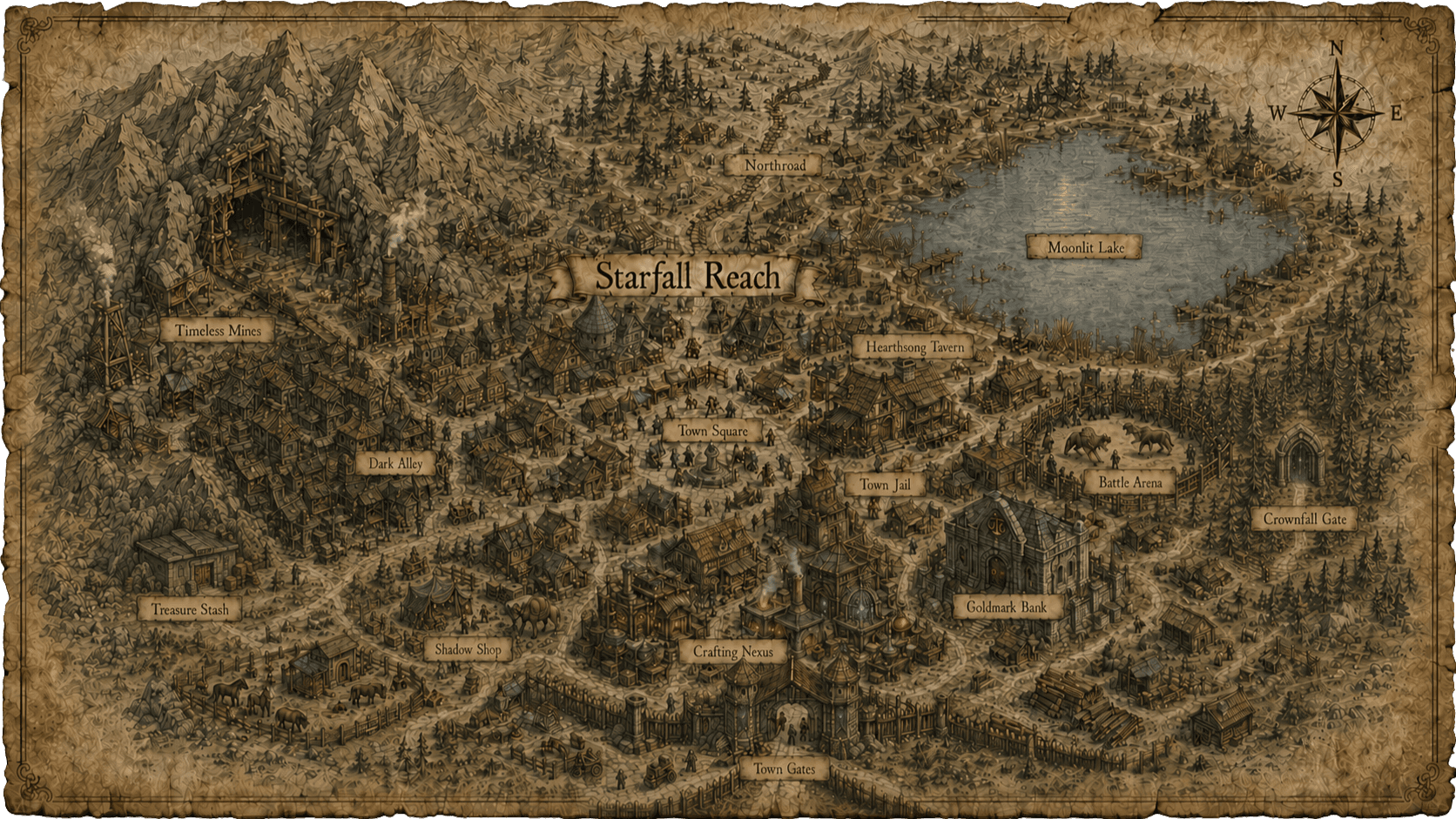 A parchment-style map of Wyrecraft
